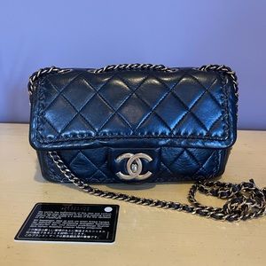 Chanel Quilt Iridescent Calfskin Stitch Mini Flap Bag